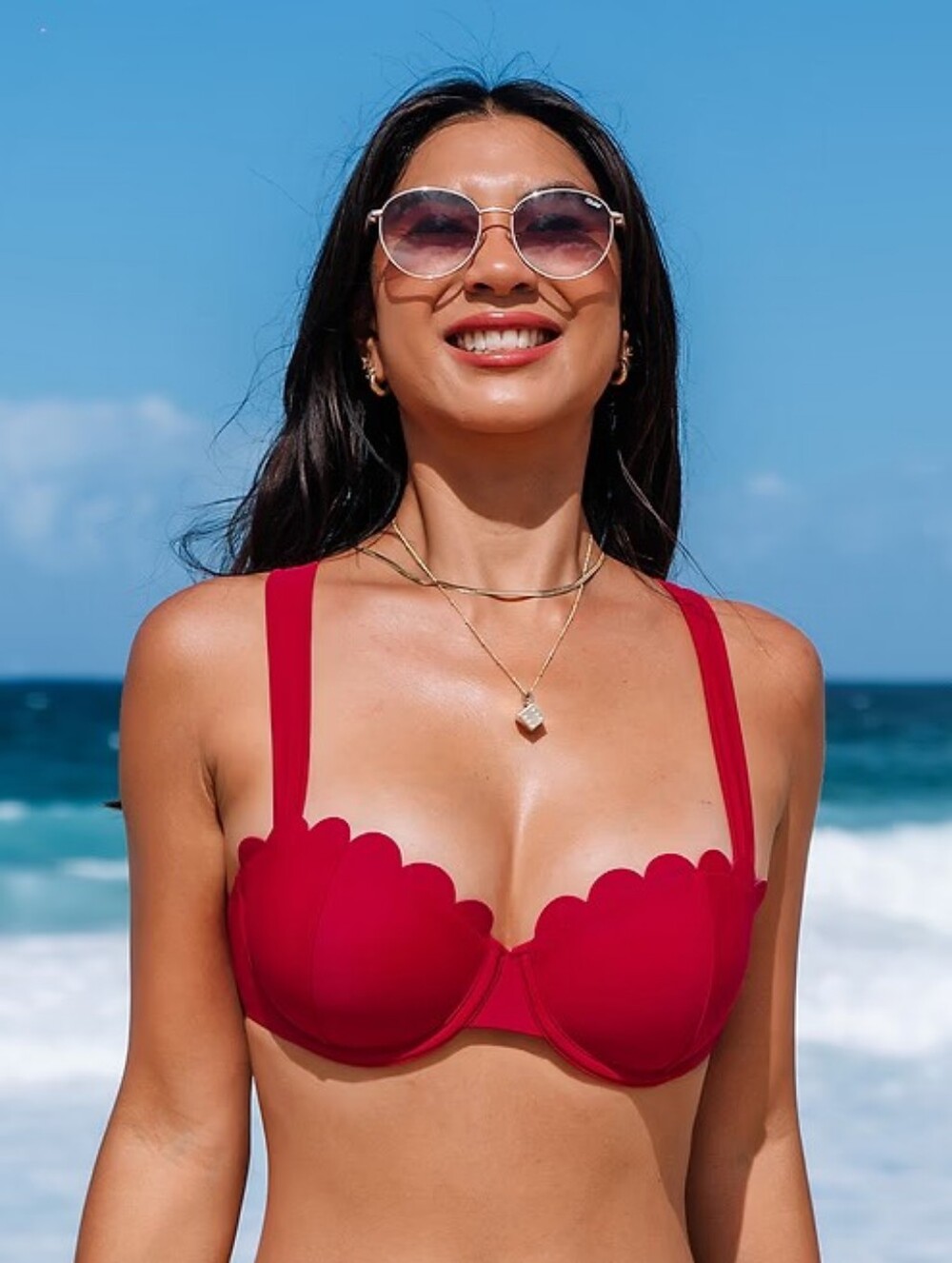 Cupshe Red Scallop Underwire Bikini Top